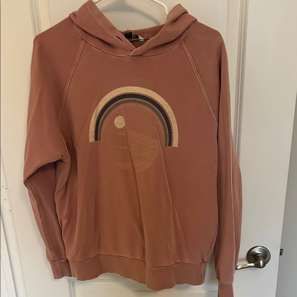 Rust Hoodie with Rainbow Graphic